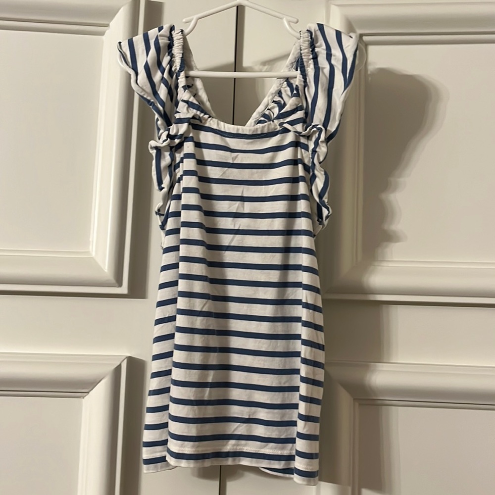 Girls Crewcuts  flutter back tank blue/white size 8
